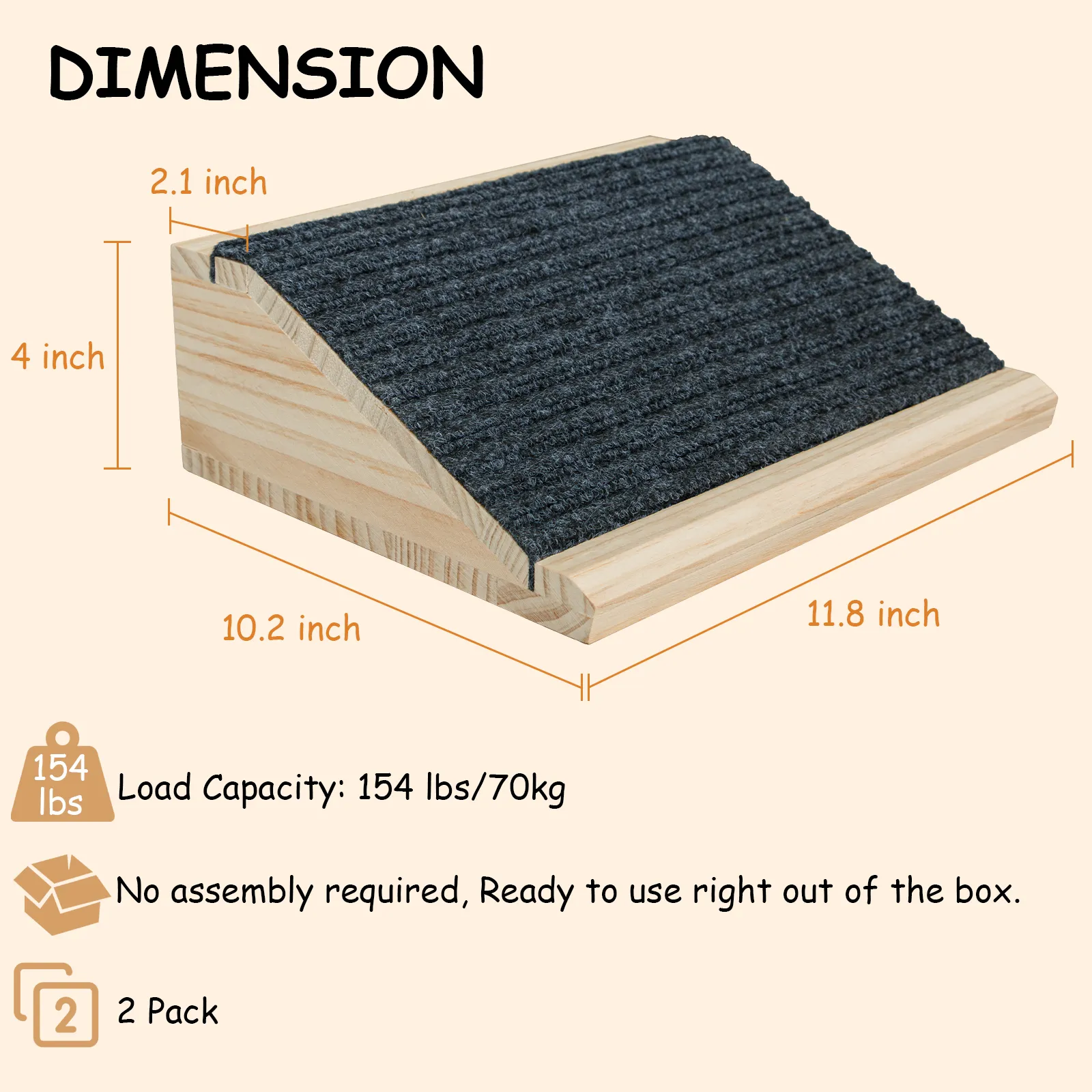 Dog Ramp for Stairs, Low-Angled Pet Stairs Ramps for Small Older Injured Dogs, Medium Dogs, 2 Pack