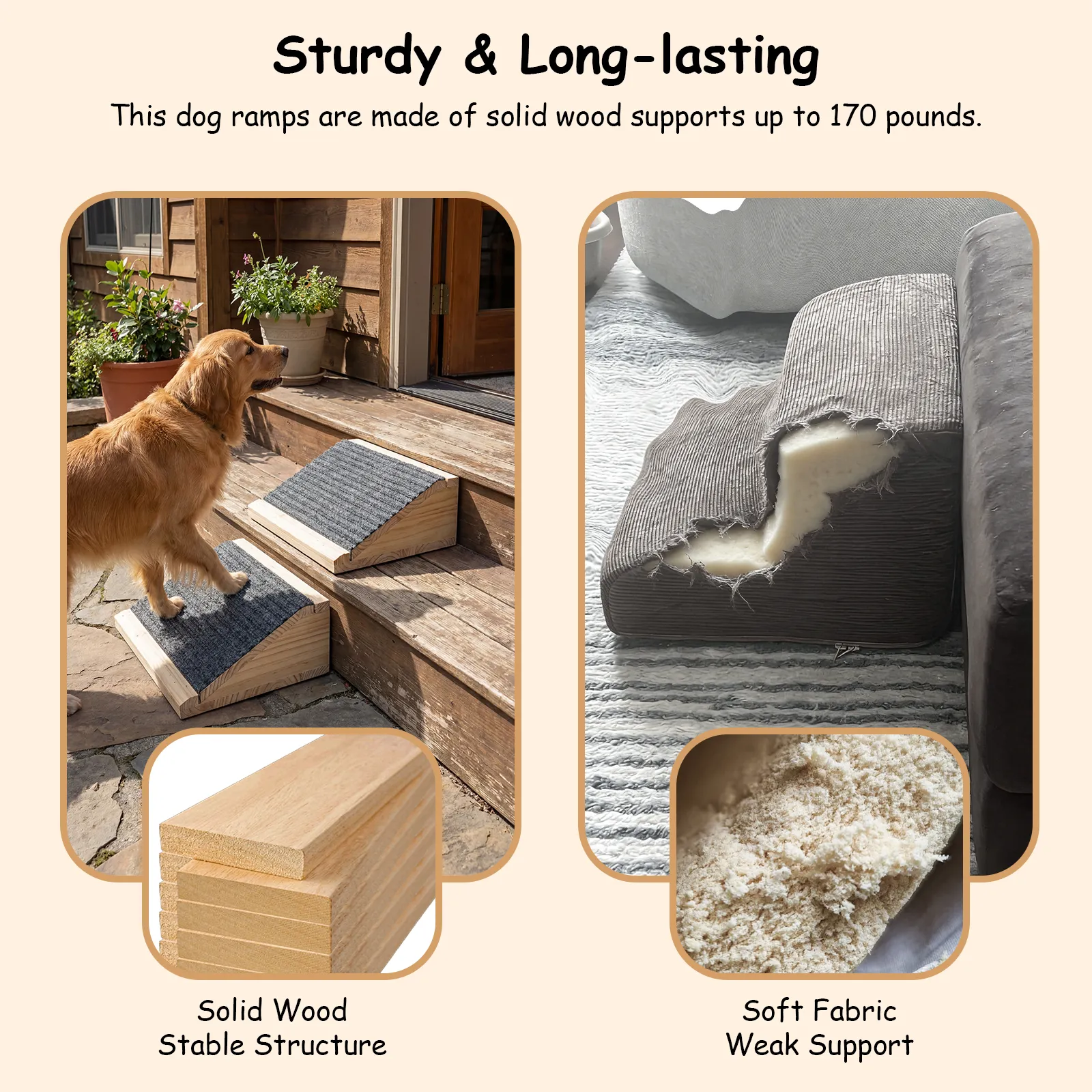 Dog Ramp for Stairs, Low-Angled Pet Stairs Ramps for Small Older Injured Dogs, Medium Dogs, 2 Pack