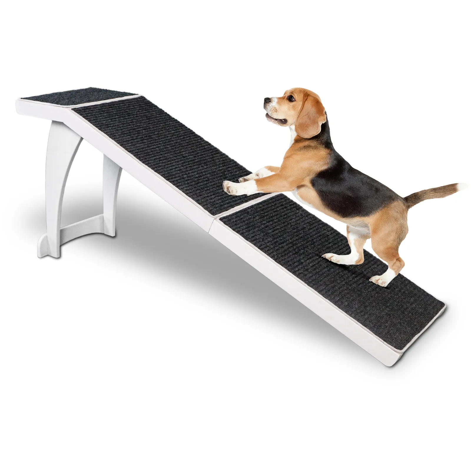 Dog Ramp, Wooden Dog Ramps for Bed, Couch, Car, 17" Extra Wide Pet Ramp for Small/Medium/Large Dogs- Hold up to 200lb, Non-Slip Rubber Surface, Ideal for Older Dogs & Cats for High Bed-White